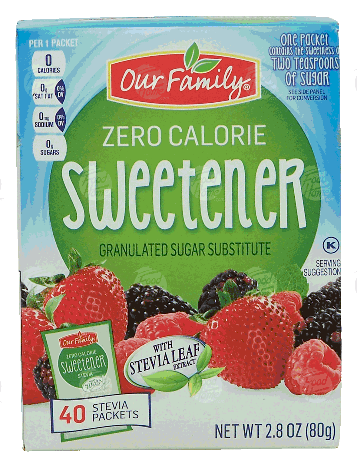 Our Family  sweetener, granulated sugar substitute with stevia leaf extract, 40-packets Full-Size Picture